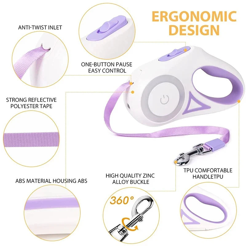 Automatic Retractable Luminous Dog Walking Rope Automatic Retractable Luminous Dog Walking Rope